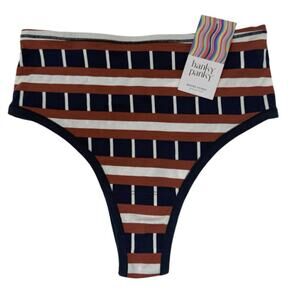 Hanky Panky PlayStretch High Rise Stripe Thong XS/S Striped Supima Cotton